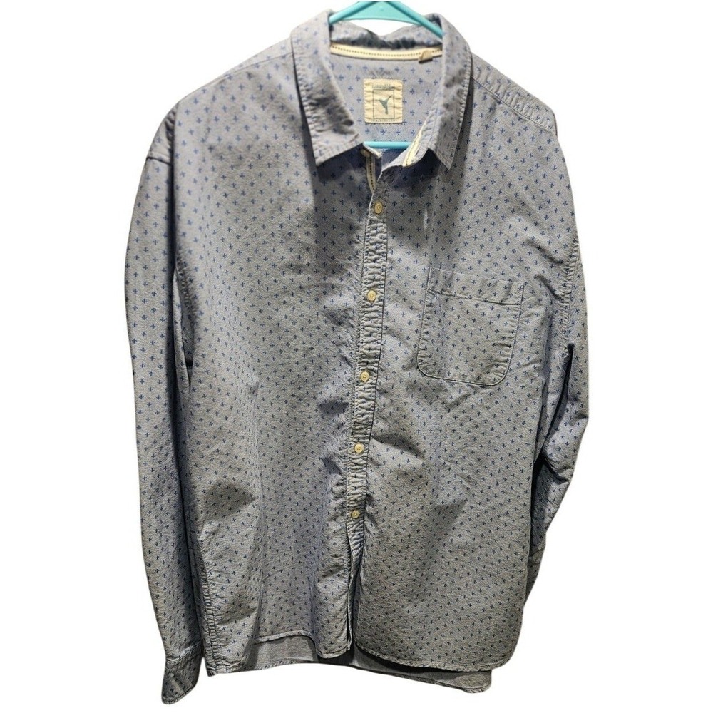 Natural Blue by Visitor Mens XXL Blue Geometric Print Button Down Shirt Long Slv